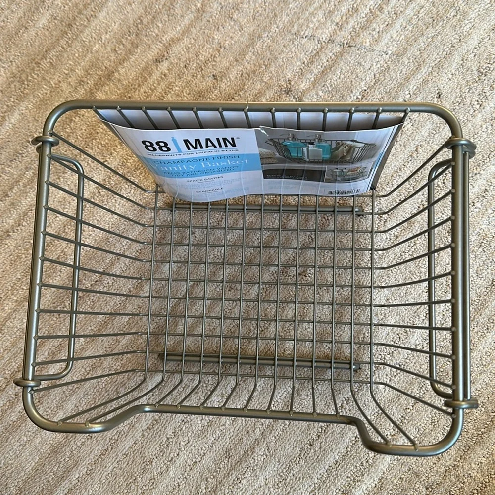 88 Main Vanity Stacking Bath Basket Champagne Finish, Space Saving, Stackable